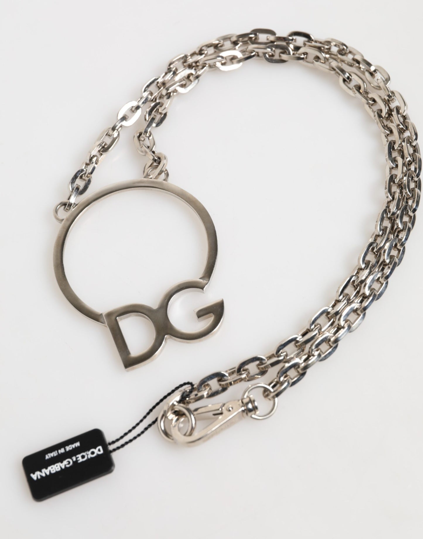 Dolce & Gabbana Silberfarbene Messingkette mit DG-Logo-Anhänger für Herren