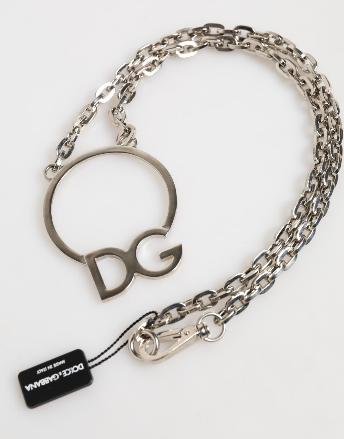 Dolce & Gabbana Silberfarbene Messingkette mit DG-Logo-Anhänger für Herren
