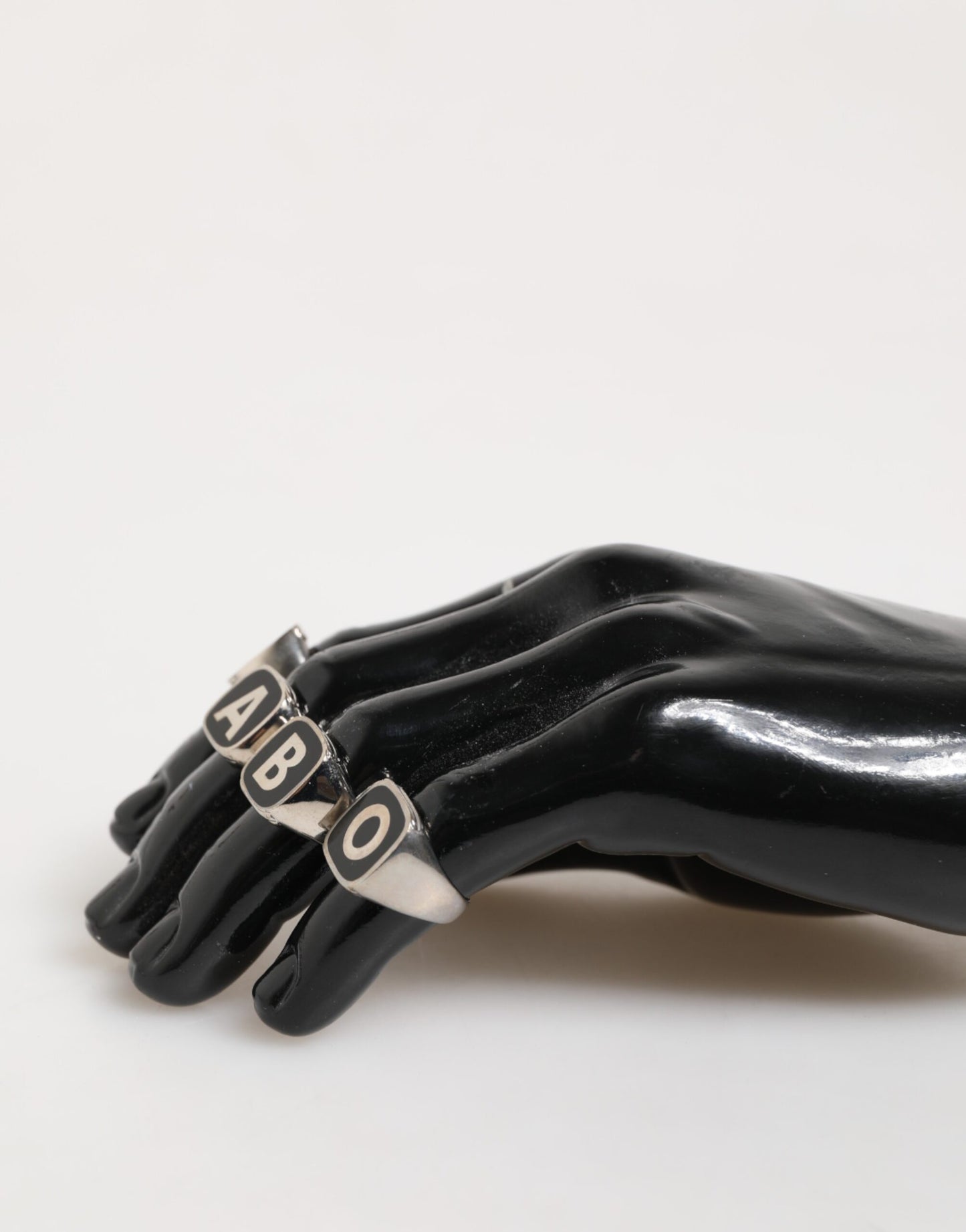 Dolce & Gabbana – Silberfarbenes Messing-Schriftzug-Set, 5-teilig, verstellbarer Ring