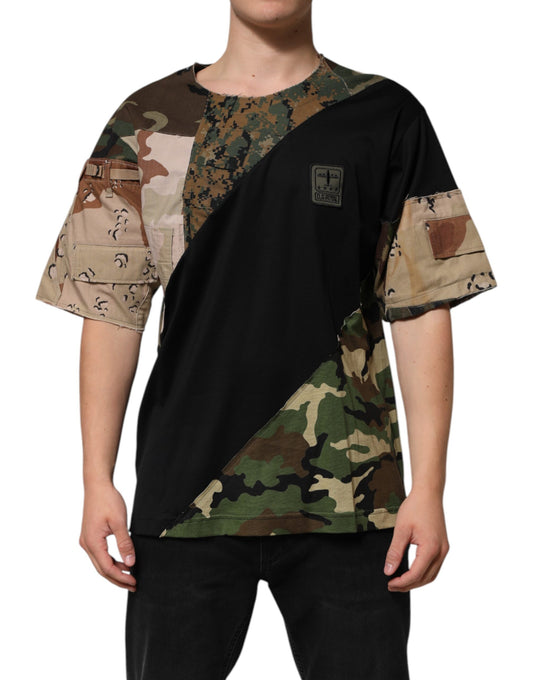 تي شيرت دولتشي آند غابانا متعدد الألوان من القطن برقبة دائرية