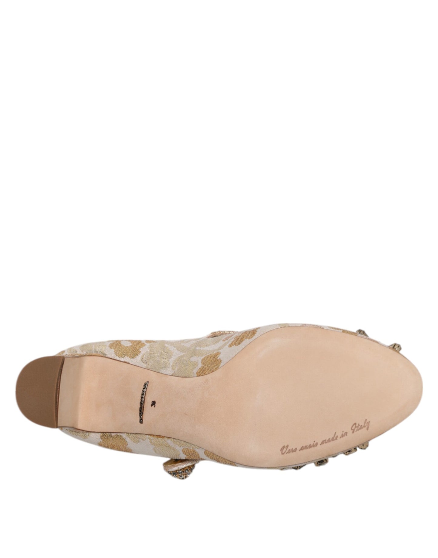Dolce & Gabbana – Mary Janes-Pumps mit goldenem Jacquard-Kristall