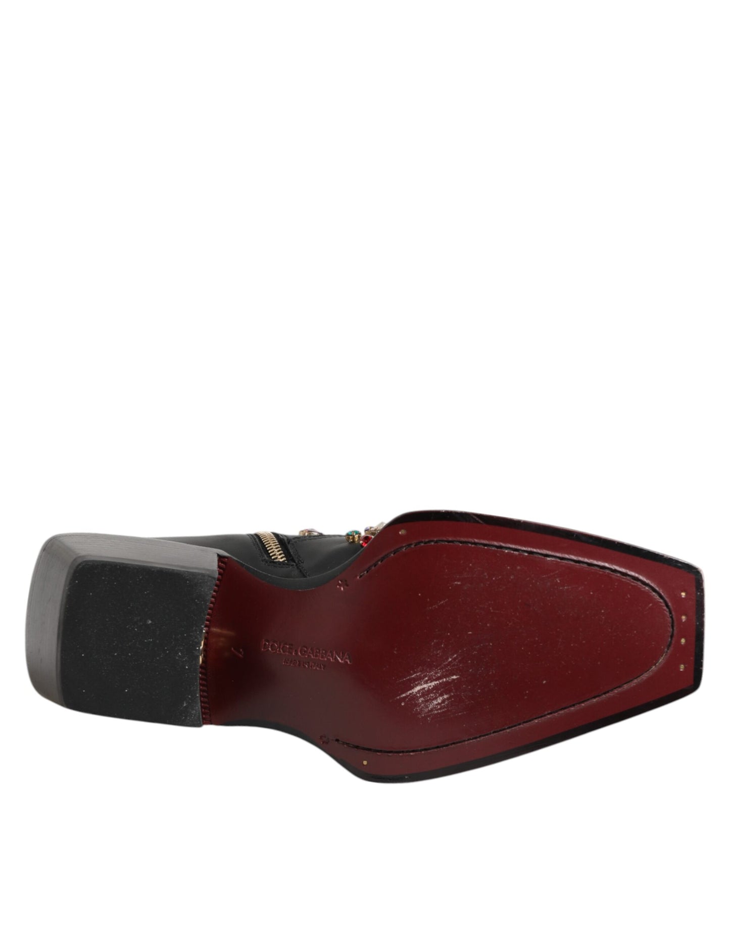 Dolce & Gabbana Schwarze Kristall-Cowboy-Leder-Männerstiefel