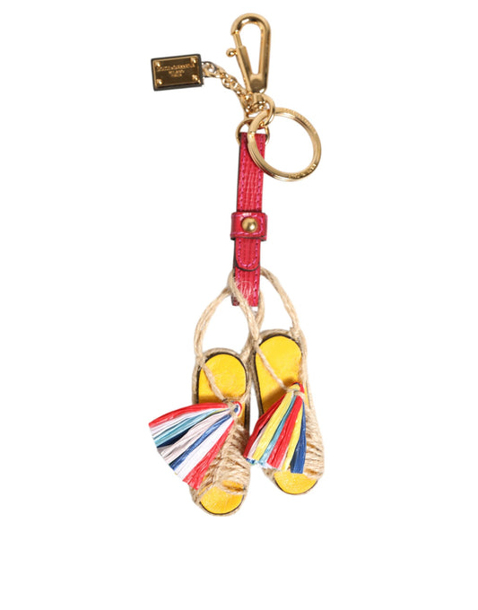 Dolce & Gabbana Rot Gelb Mini Espadrille Stil Charm Schlüsselanhänger