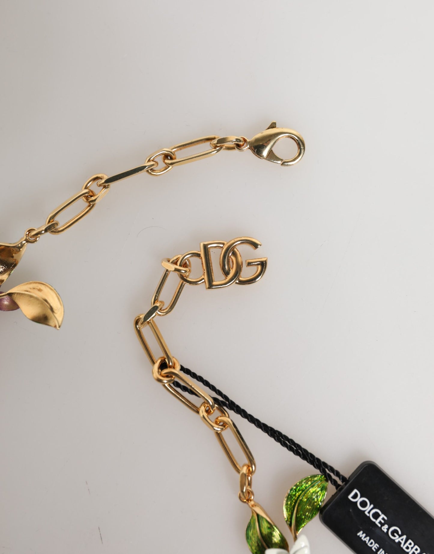 Dolce & Gabbana – Modeschmuck-Halskette mit floralem Logodetail aus goldenem Messing
