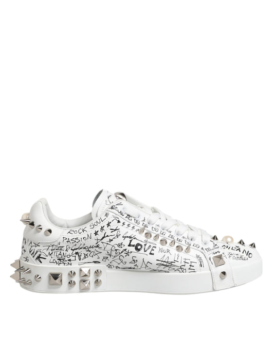 Dolce & Gabbana Weiße Portofino-Sneakers mit Nieten für Herren