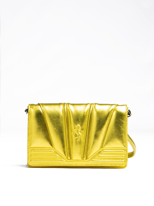 Ferrari Metal Yellow GT Lackledertasche mit Kette