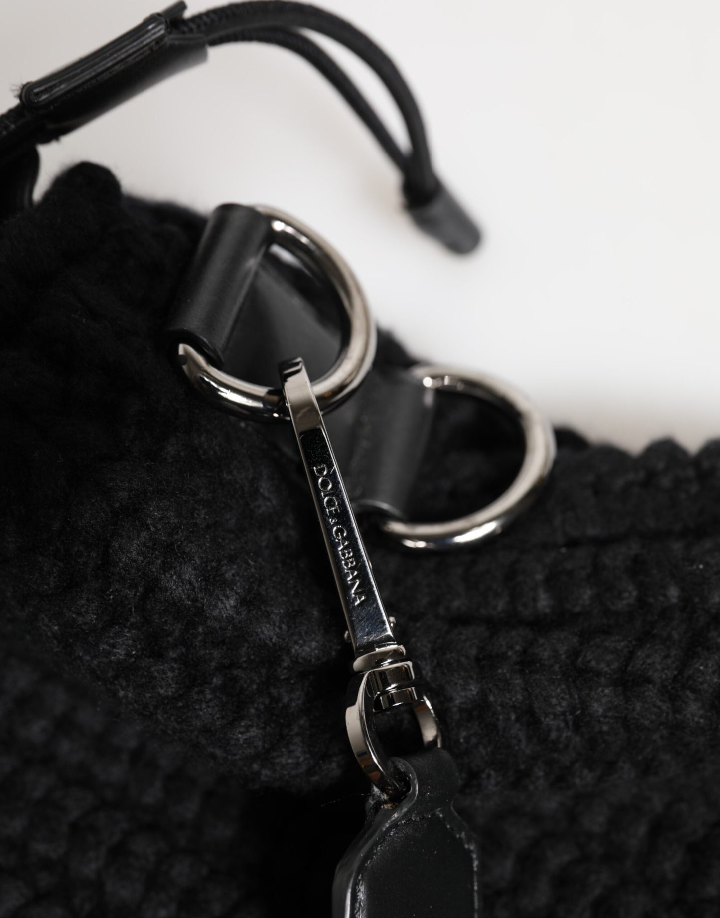 Dolce & Gabbana Schwarze Kaschmir-Strickleder-Schultertasche für Damen