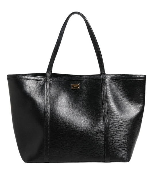 Dolce & Gabbana Schwarze Leder Miss Escape Shopping Tote Frauen Borse Tasche