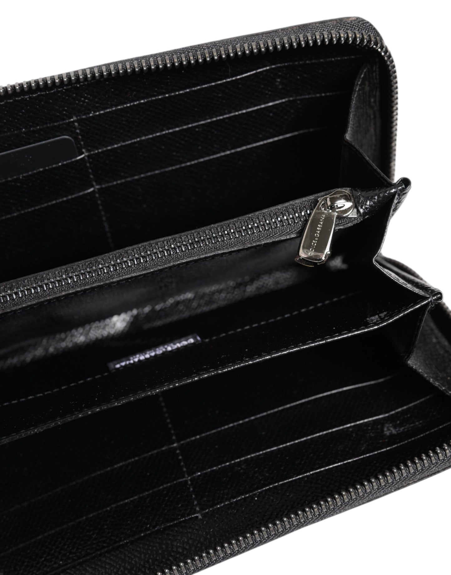 Dolce & Gabbana – Kontinentale Geldbörse aus Leder mit Rundum-Reißverschluss in Schwarz und Grau mit Leopardenmuster