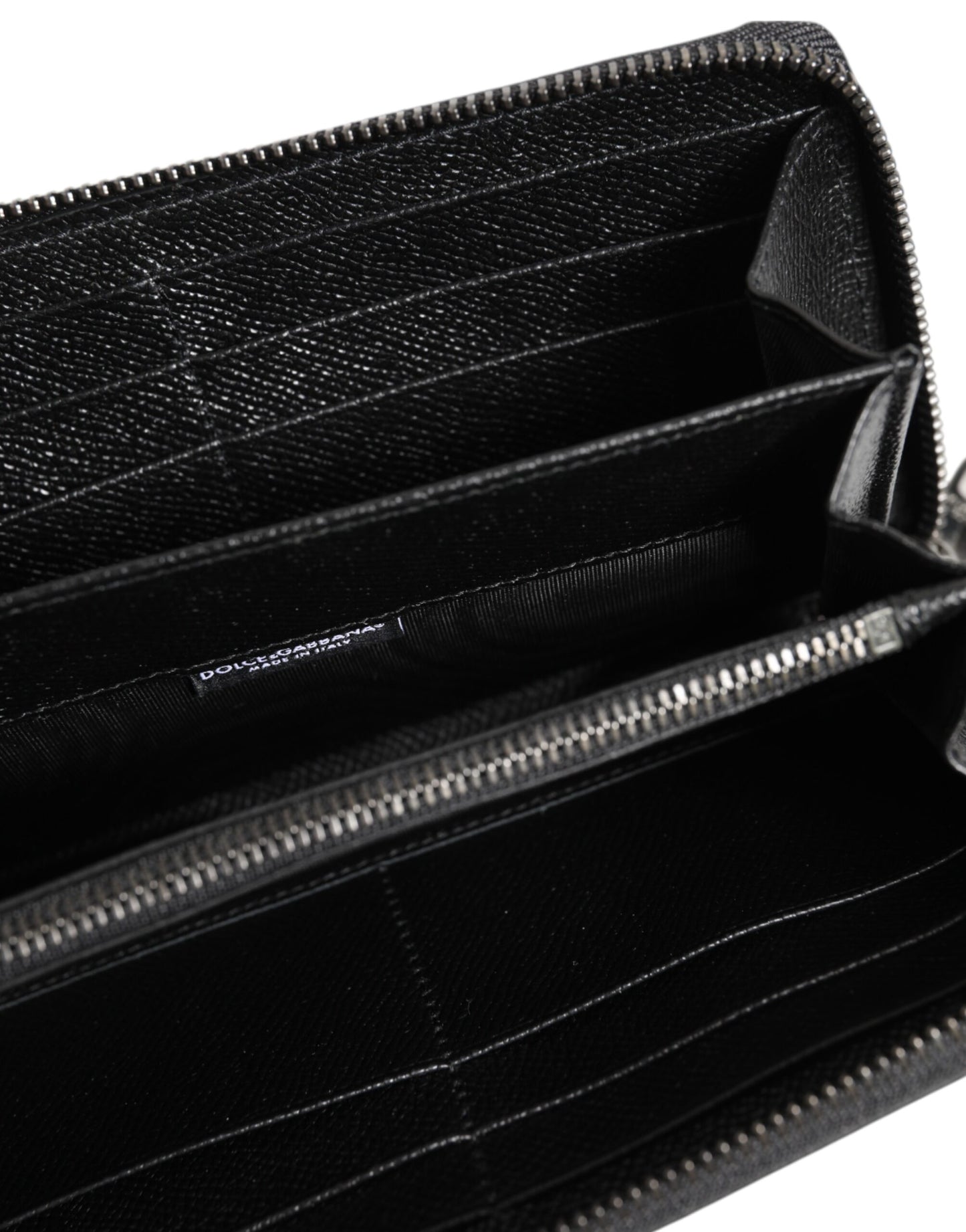 Dolce & Gabbana Schwarzes Leder #DGFAMILY Continental Herren-Geldbörse mit Reißverschluss