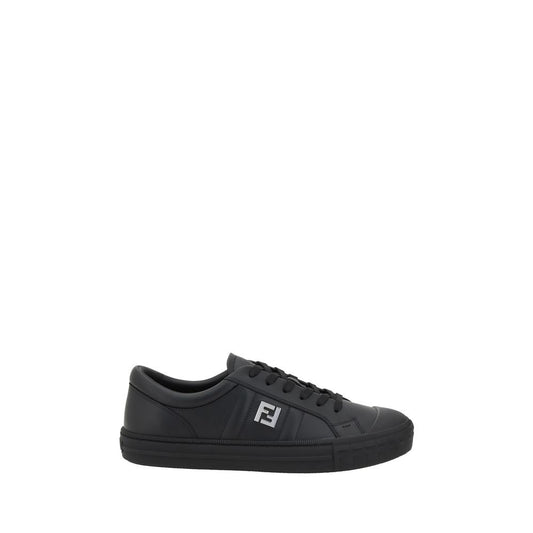 Fendi Schwarze Kalbsleder Bos Taurus Sneaker