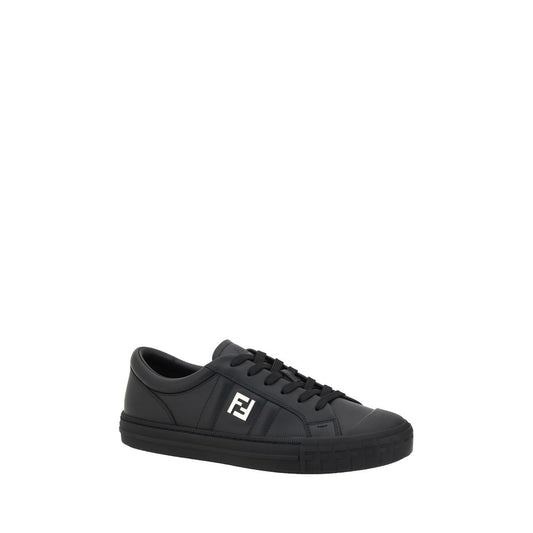 Fendi Schwarze Kalbsleder Bos Taurus Sneaker