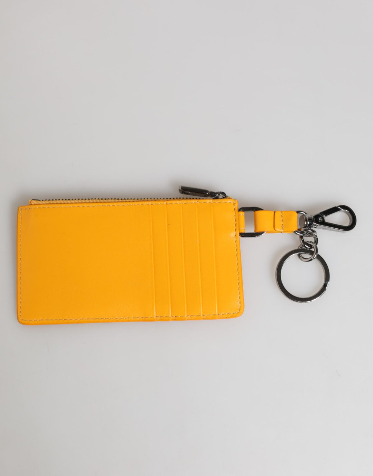 Dolce & Gabbana Gelb-Orange Leder Kreditkarten-Schlüsseletui zum Anklipsen