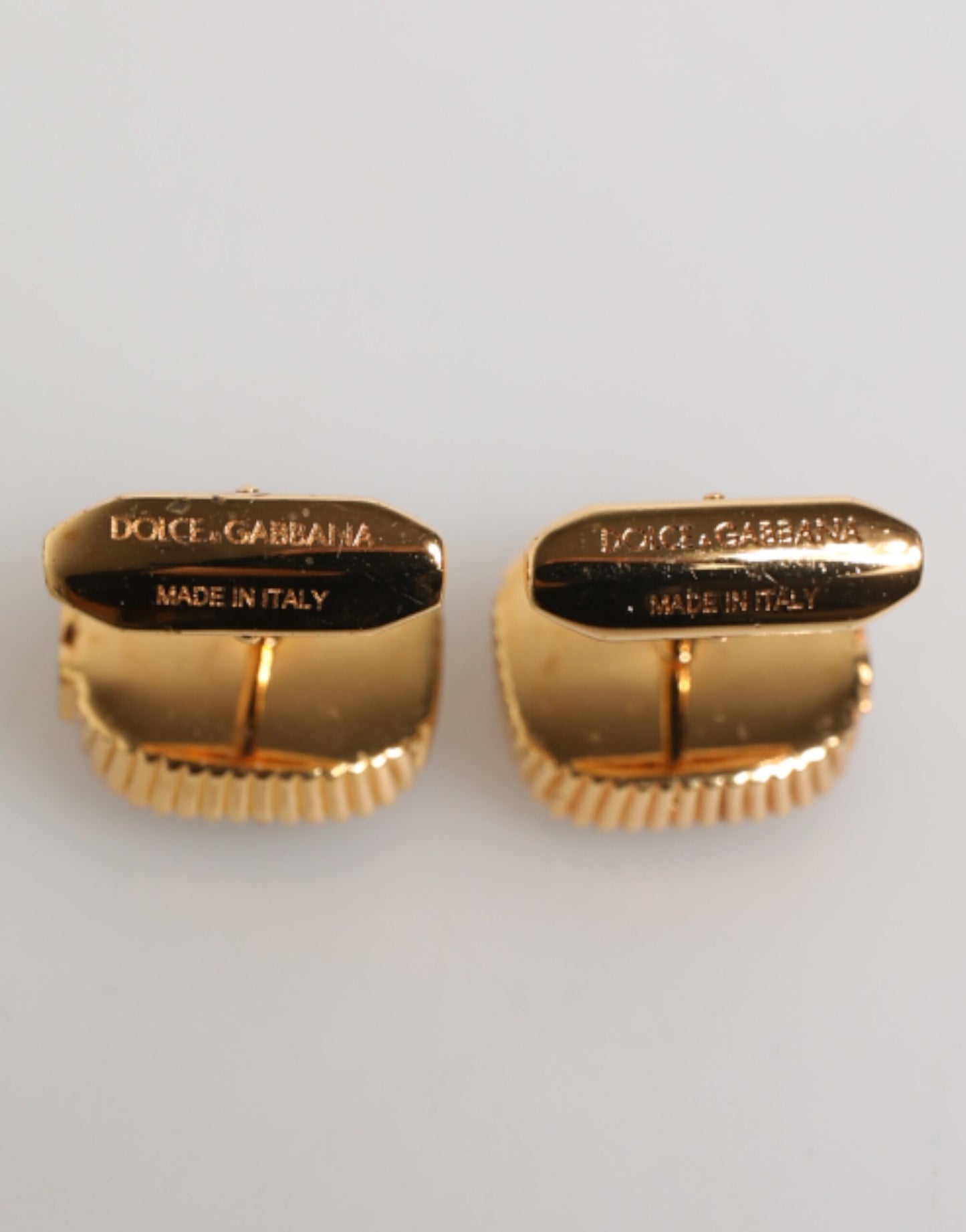 Dolce & Gabbana Gold Malachit Grün Stein Quadrat Herren Accessoire Manschettenknopf