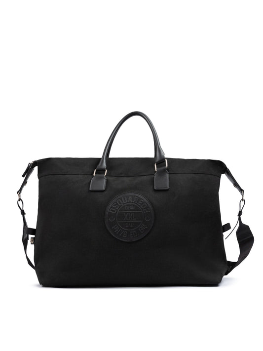 Dsquared² Schwarze Stoff-Wochenend-Reisetasche