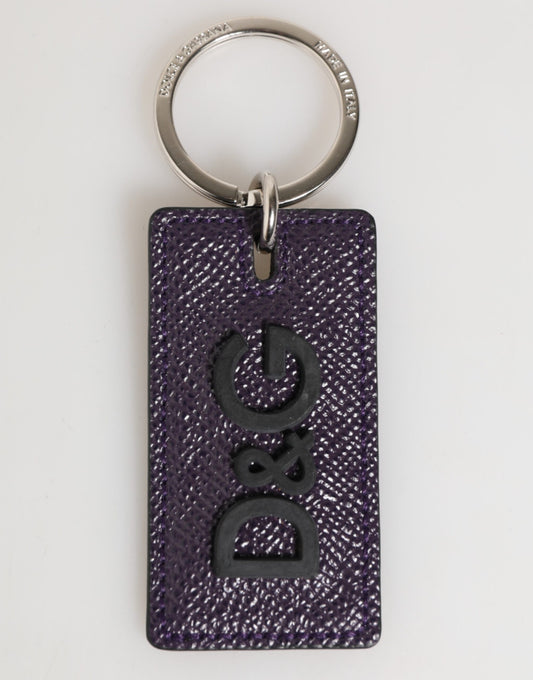 Dolce & Gabbana Violett Leder Logo Metall Ring Männer Schlüsselanhänger Schlüsselanhänger