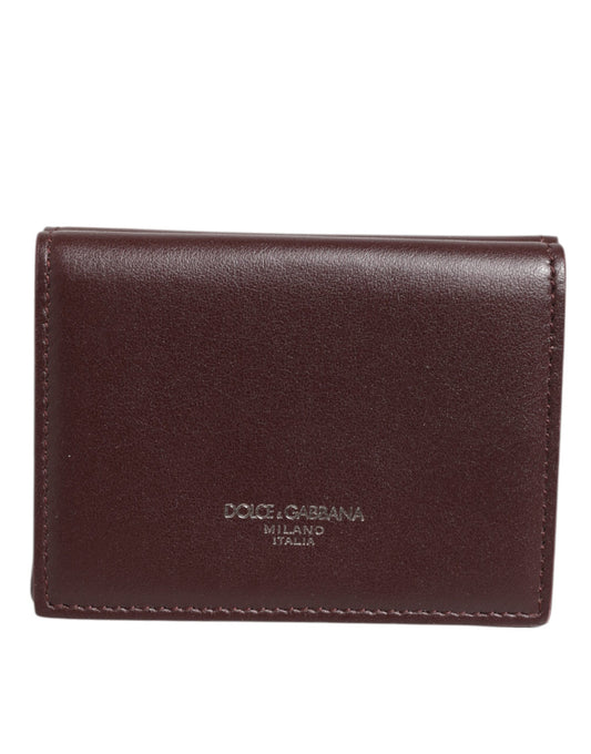 Dolce & Gabbana Leder geprägtes Logo Trifold Herren Kartenetui Dunkelbraun