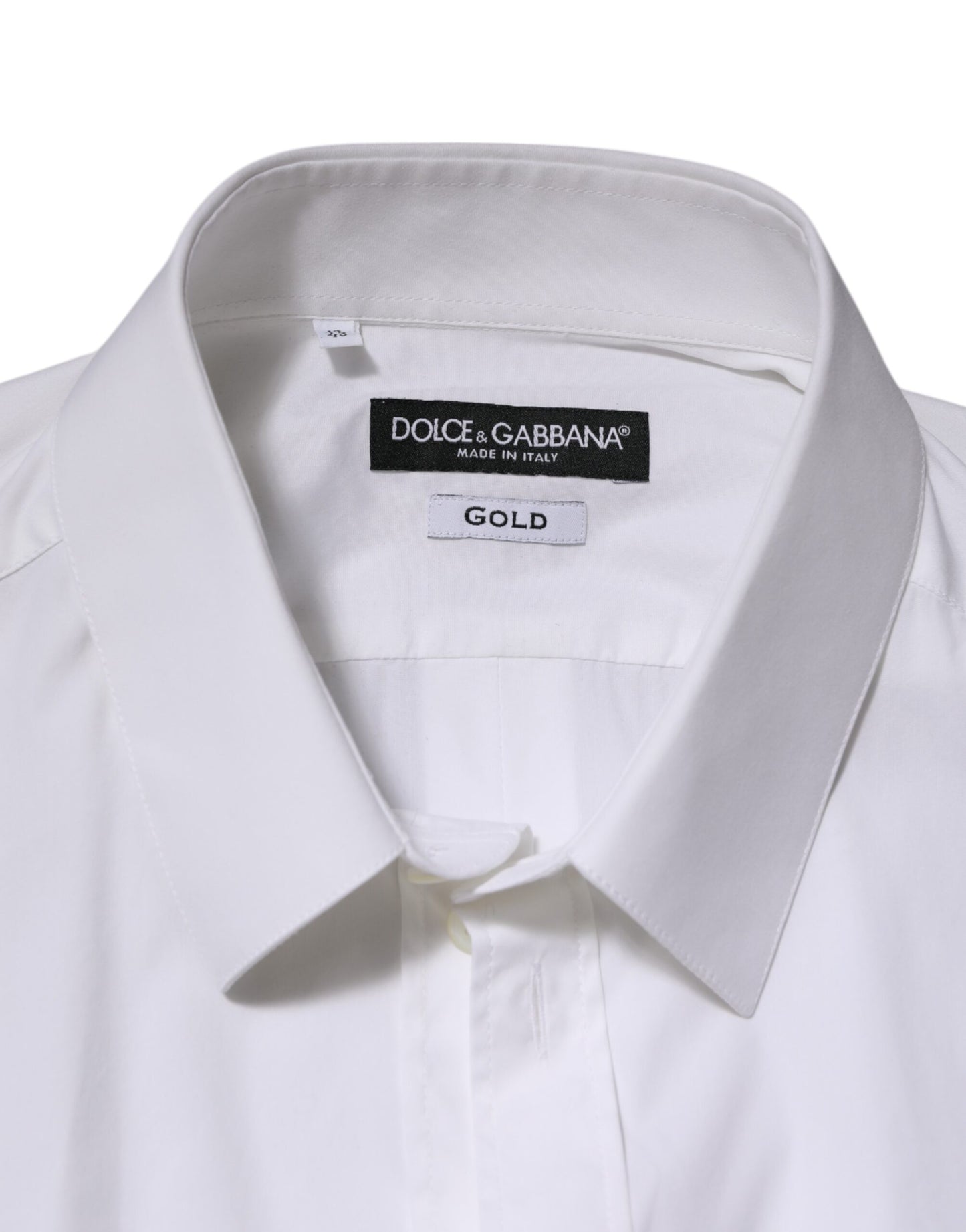 Dolce & Gabbana – Weißes, langärmliges, formelles Hemd aus Baumwolle in GOLD