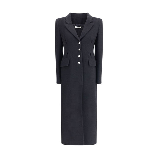Alessandra Rich Schwarzer Wollmantel aus Fleece