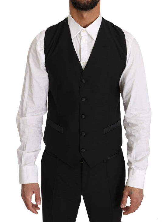 Dolce & Gabbana Schwarze Wollweste Gillet-Weste