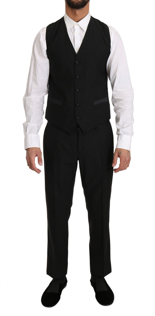 Dolce & Gabbana Schwarze Wollweste Gillet-Weste