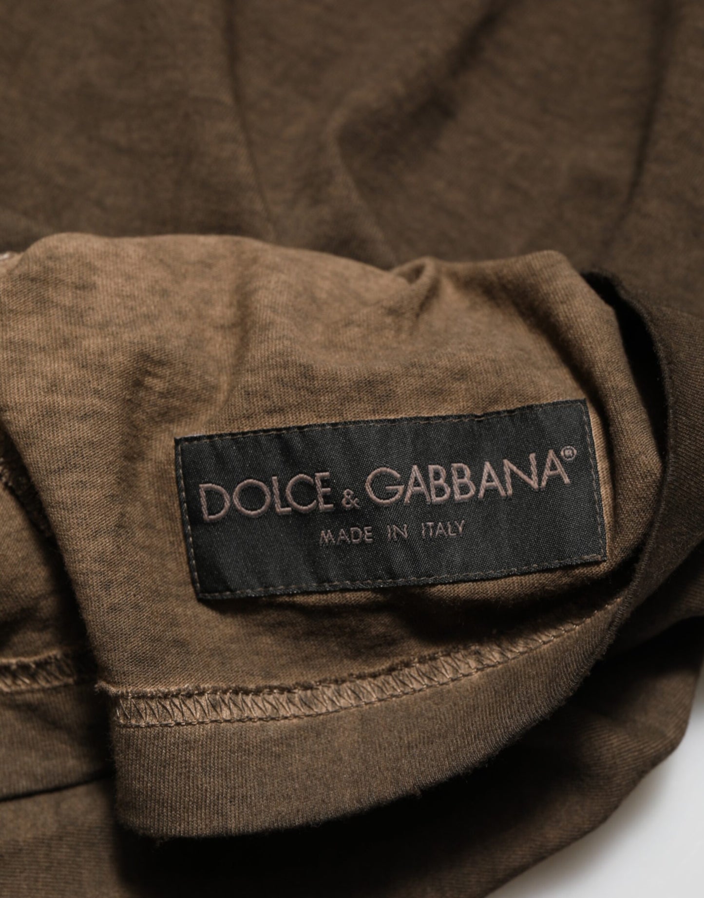 Dolce & Gabbana Herren T-Shirt aus zerfetztem Baumwolllogo in Dunkelbraun