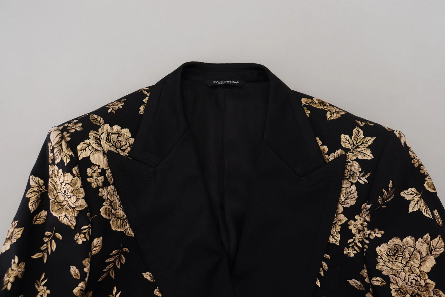 Dolce & Gabbana – Blazer mit Blumenstickerei in Gold und Schwarz