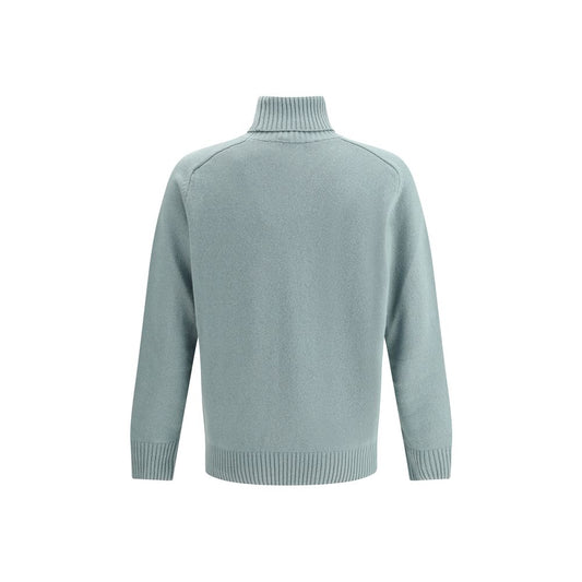 Brooksfield Grüner Fleece-Rollkragenpullover aus Wolle