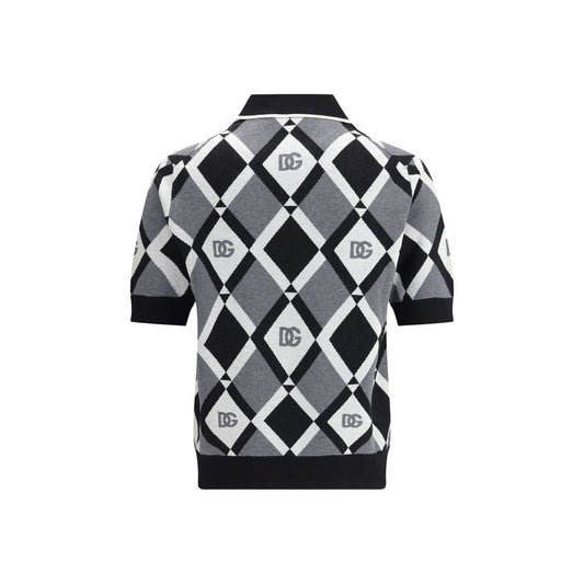 Dolce & Gabbana Poloshirt aus mehrfarbigem Fleece-Wollgemisch
