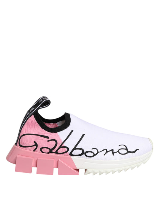 Dolce & Gabbana White Pink Low Top Sorrento Sneakers Shoes