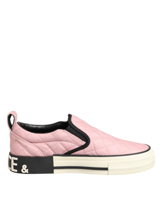 Dolce & Gabbana – Slip-On-Sneaker aus gestepptem Nylon in Rosa