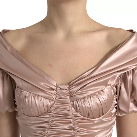 Dolce & Gabbana – Etuikleid im Meerjungfrauenstil aus Stretch-Seide in Rosa