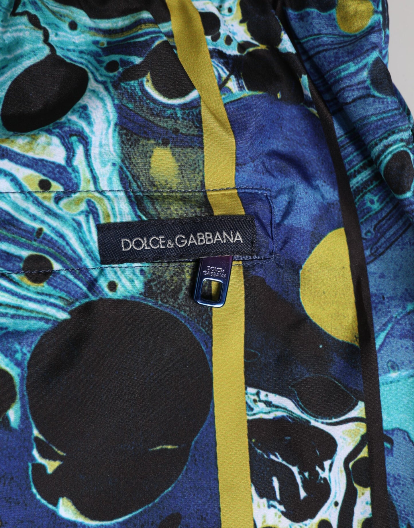 Dolce & Gabbana – Blaue Herren-Boxershorts mit Marmor-Print und Logo