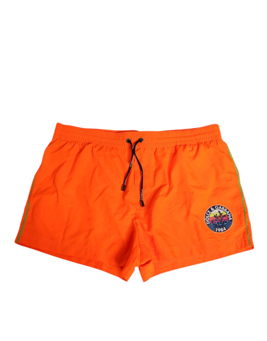 Dolce & Gabbana Orange Polyester Beachwear Herren Shorts Bademode