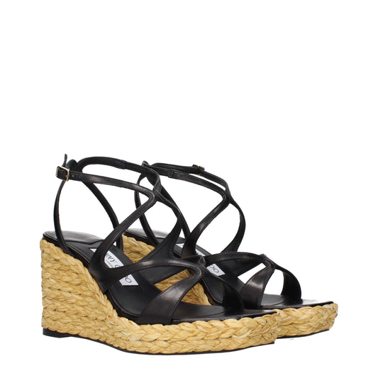 Jimmy Choo – Schwarze Keilsandalen aus Leder