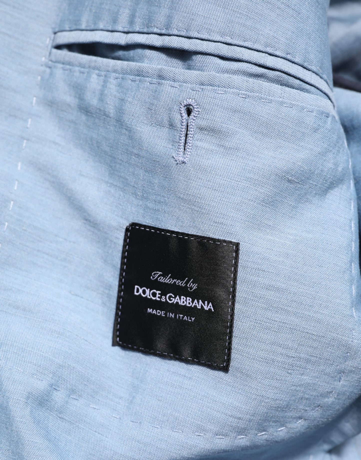Dolce & Gabbana Hellblauer Leinen-Zweireiher-Blazer für Herren