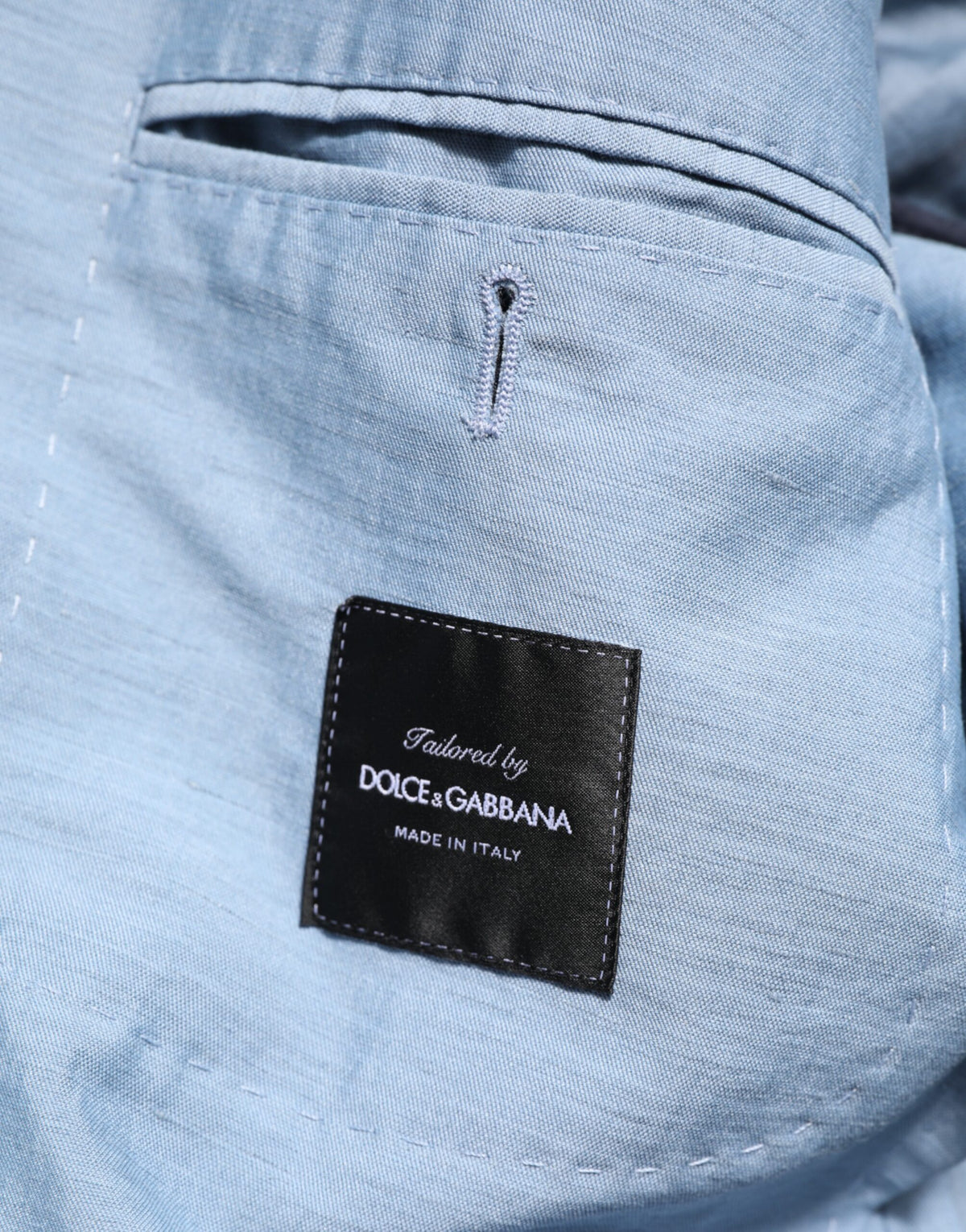 Dolce & Gabbana Hellblauer Leinen-Zweireiher-Blazer für Herren