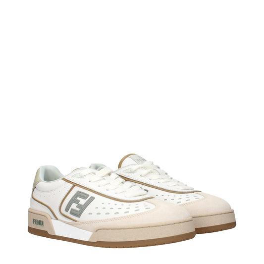 Fendi Weiße Leder Low-Tops