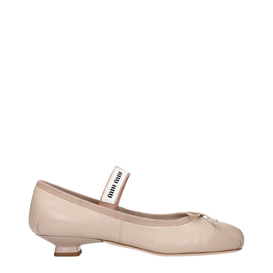 Miu Miu – Rosafarbene Ballerinas aus Leder