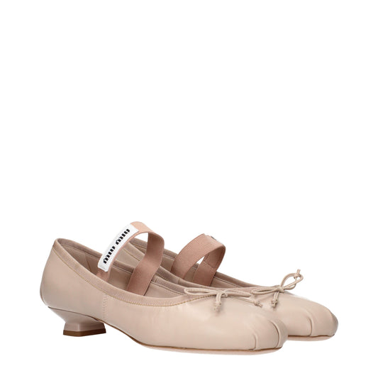 Miu Miu – Rosafarbene Ballerinas aus Leder