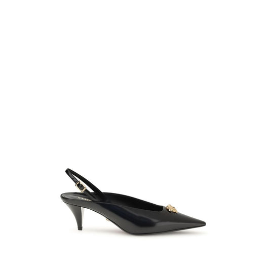 Versace – Schwarze Pumps aus Leder mit mittlerem Absatz