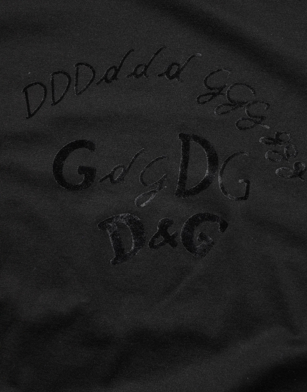Dolce & Gabbana – Schwarzes Baumwollsamt-T-Shirt mit Logo-Print für Herren