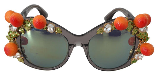 Dolce & Gabbana DG4283B Sonnenbrille mit orangefarbenen Acetat-Kristallapplikationen