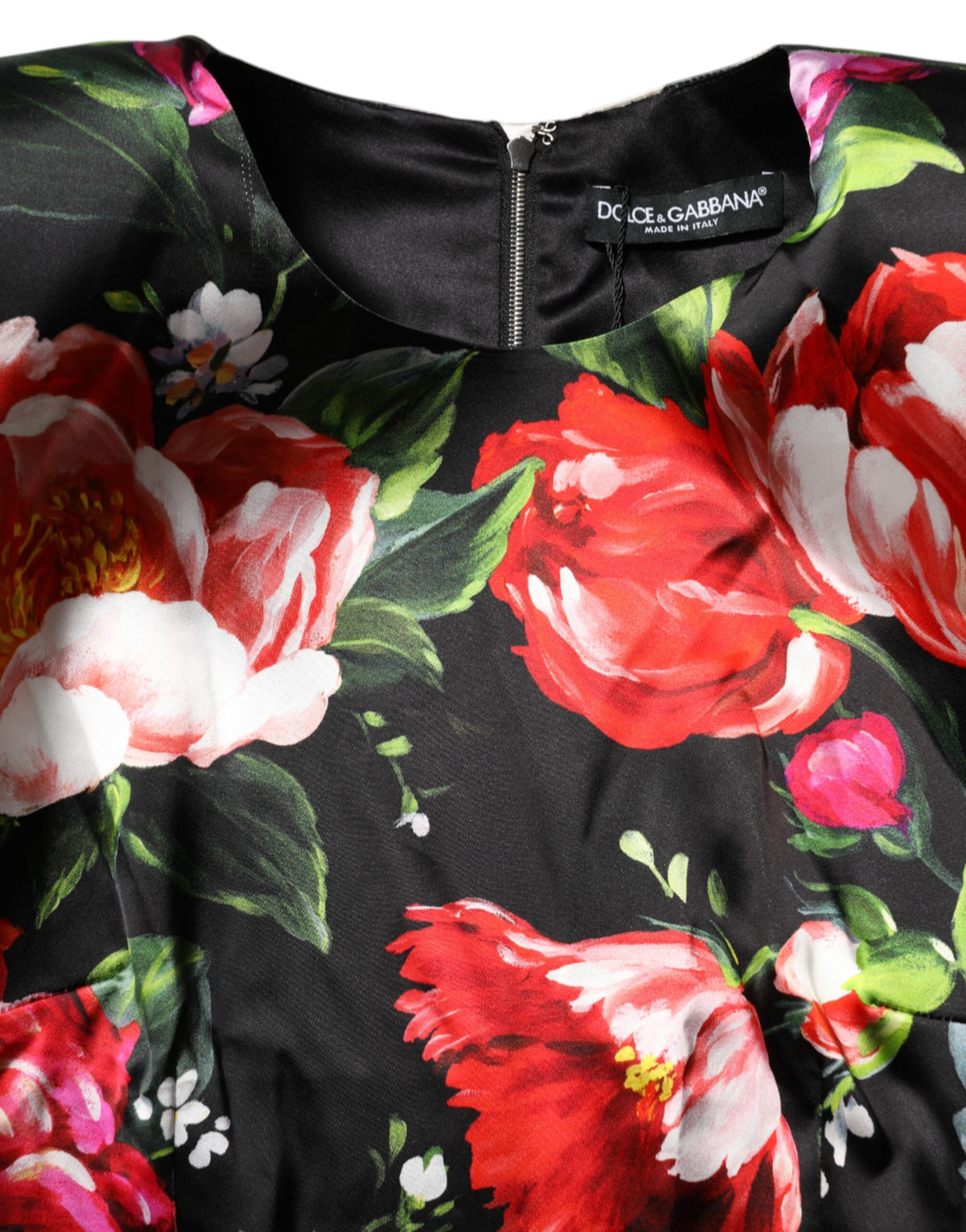 Dolce & Gabbana Schwarzes, figurbetontes Minikleid mit Blumenmuster von Fiori Pittorici