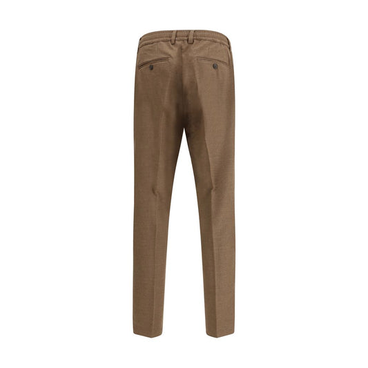 Cruna Brown Fleece Wool Casual Pants
