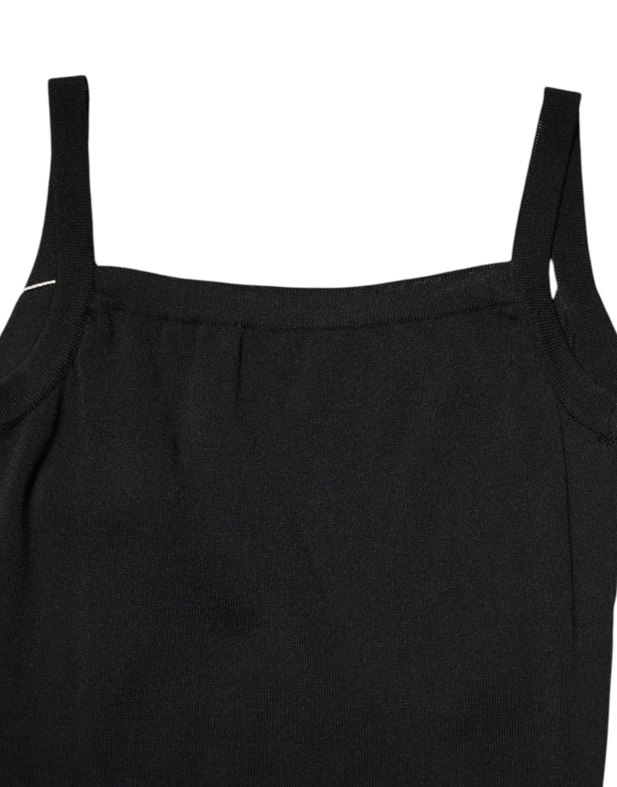 Laneus – Schwarzes, figurbetontes Minikleid mit Rüschen und quadratischem Ausschnitt