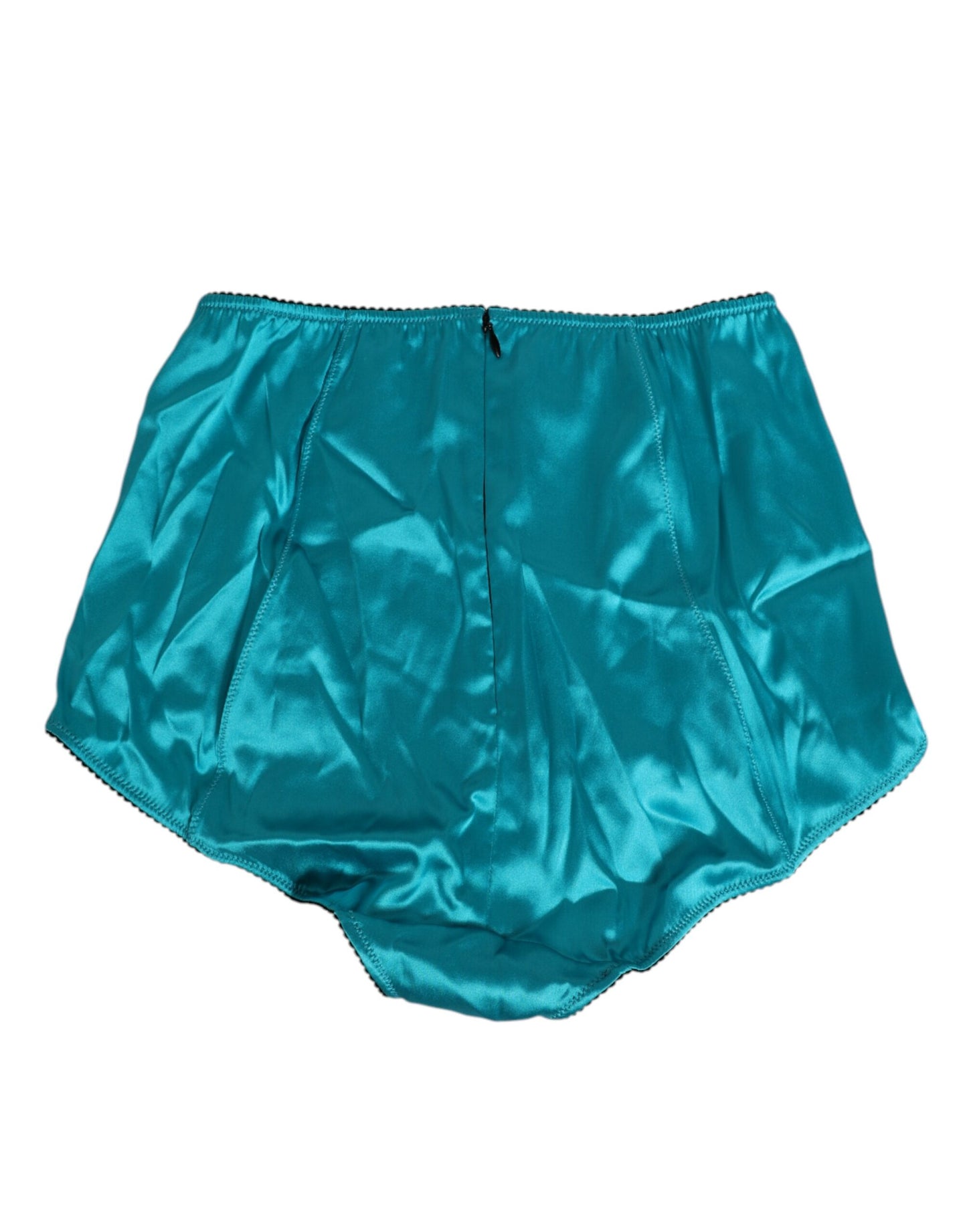 Dolce & Gabbana – Aquagrüne Satin-Slips mit hoher Taille