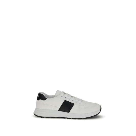 Prada Sneaker aus weißem Kalbsleder, Modell Bos Taurus, niedriger Schaft.