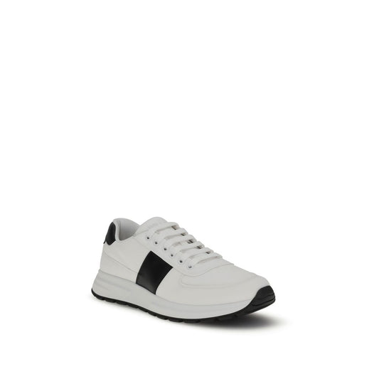 Prada Sneaker aus weißem Kalbsleder, Modell Bos Taurus, niedriger Schaft.