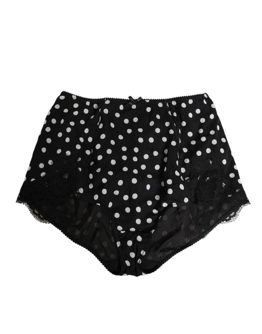 Dolce & Gabbana Black White Polka Dot Silk Slip Panty Underwear